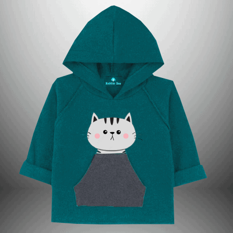 Cotton Fleece Color Block Regular Fit Hooded Sweat Shirt-RKFCW374